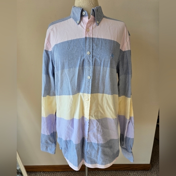 Brooks Brothers Red Fleece Multi-Color 100% Cotton Men's Striped Long Slv Sz L. - Picture 1 of 7